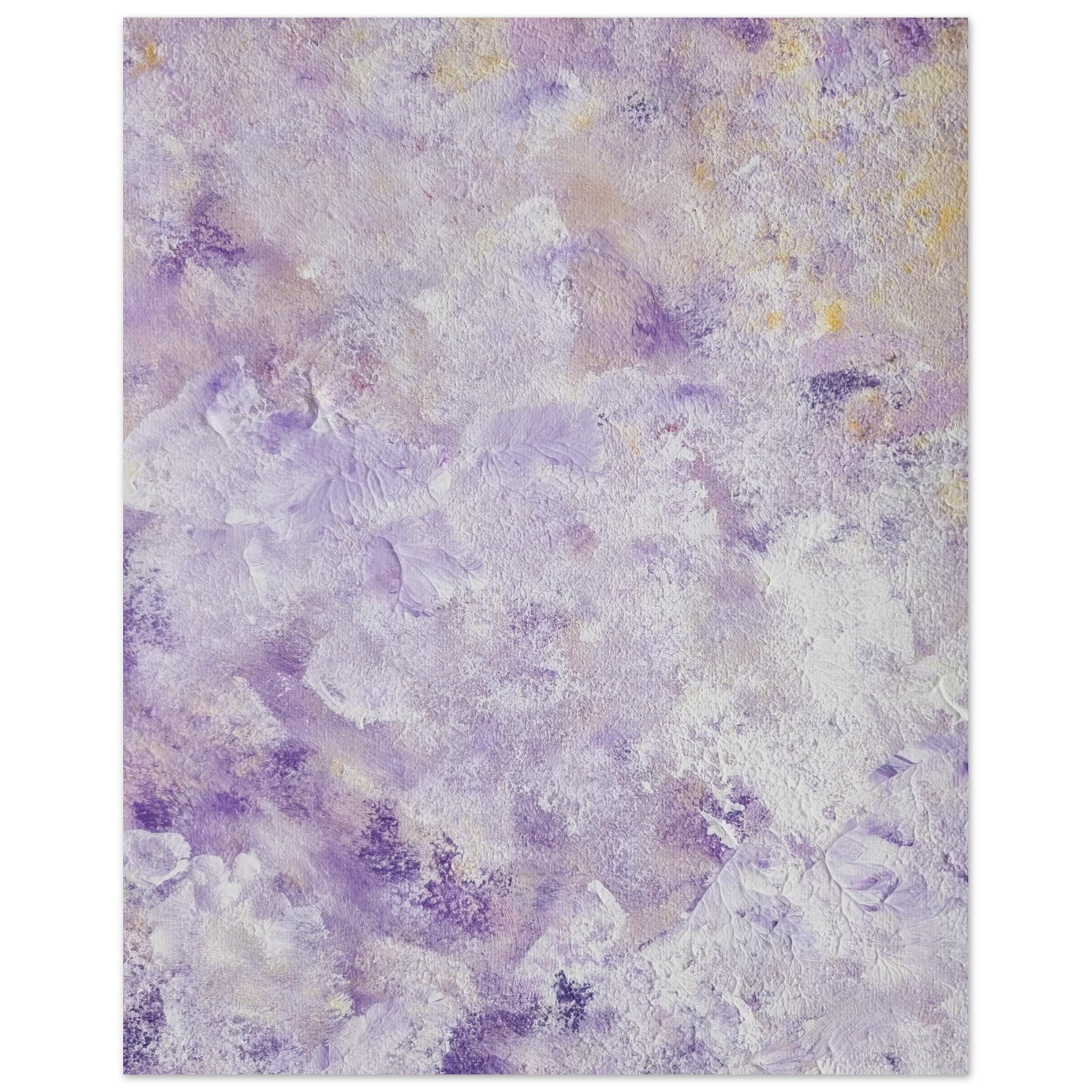 Purple, Feel good one of one-of-a-kind colorful art poster based on original abstract art created by up-and-coming artist Scandinavian Jeanette Haga as decor for modern home on a white wall