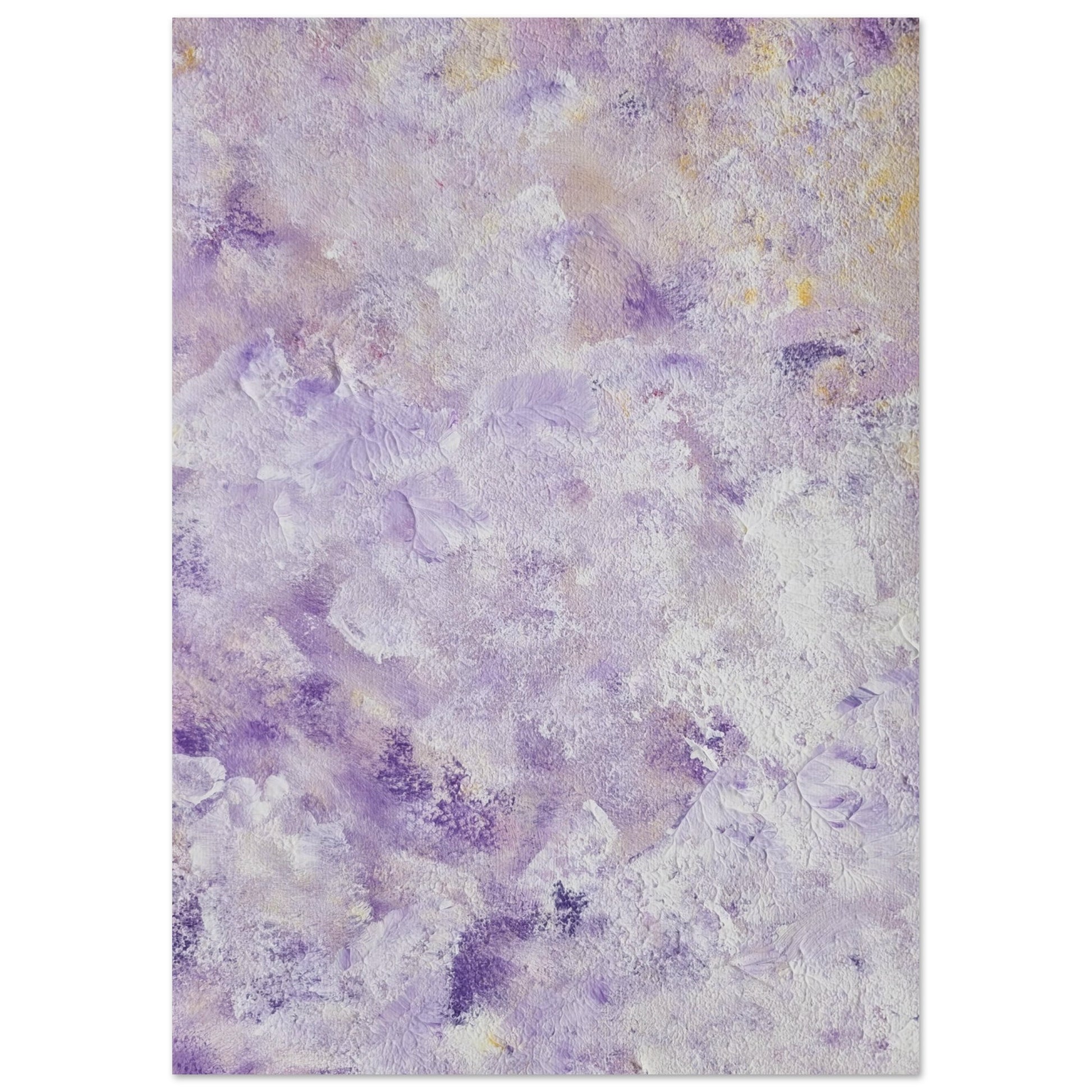 Purple, Feel good one of one-of-a-kind colorful art poster based on original abstract art created by up-and-coming artist Scandinavian Jeanette Haga as decor for modern home on a white wall
