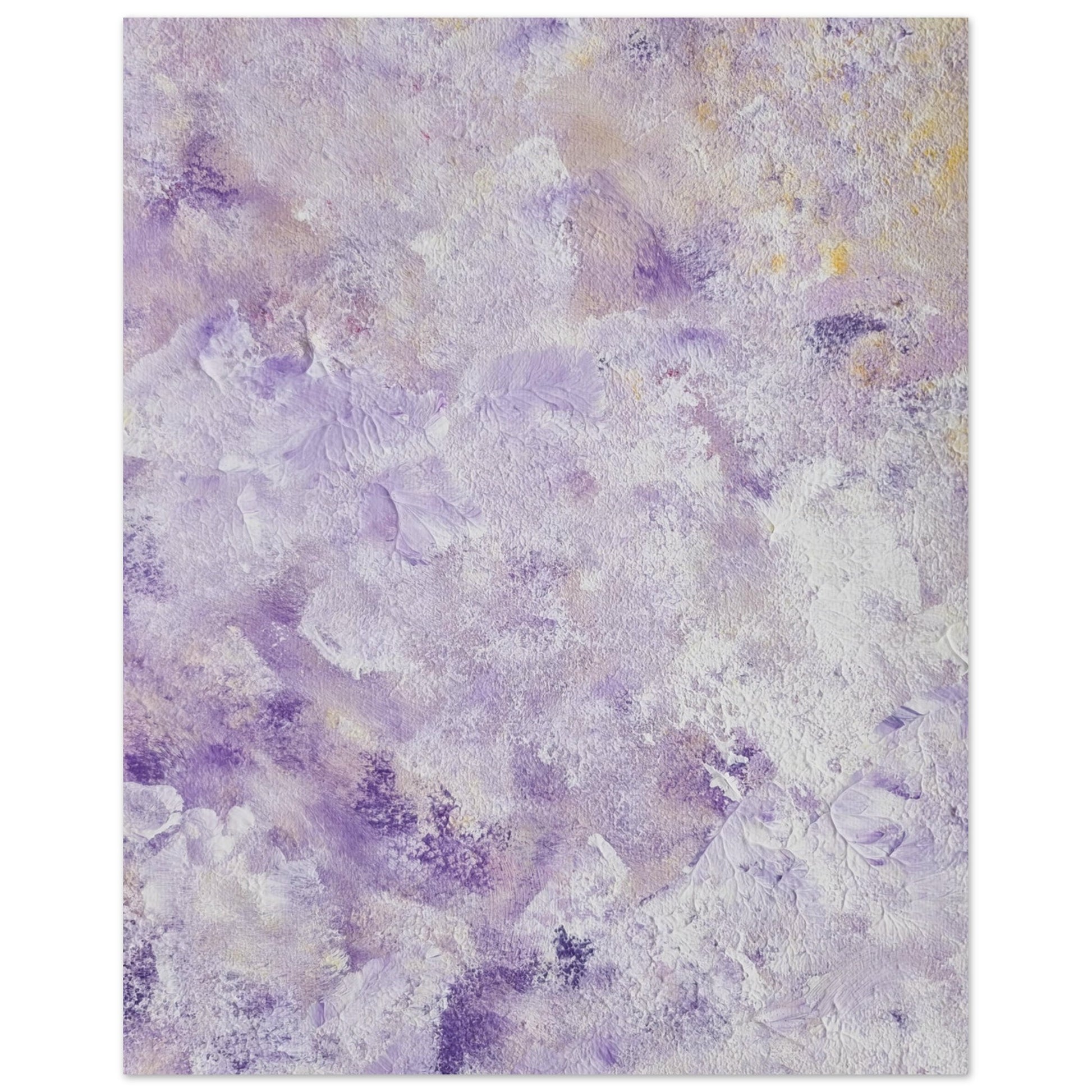 Purple, Feel good one of one-of-a-kind colorful art poster based on original abstract art created by up-and-coming artist Scandinavian Jeanette Haga as decor for modern home on a white wall