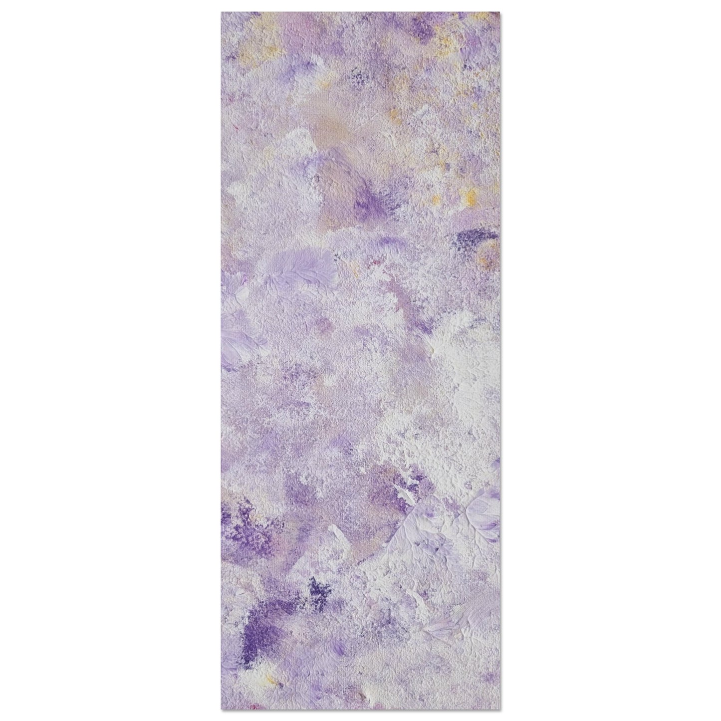 Purple, Feel good one of one-of-a-kind colorful art poster based on original abstract art created by up-and-coming artist Scandinavian Jeanette Haga as decor for modern home on a white wall