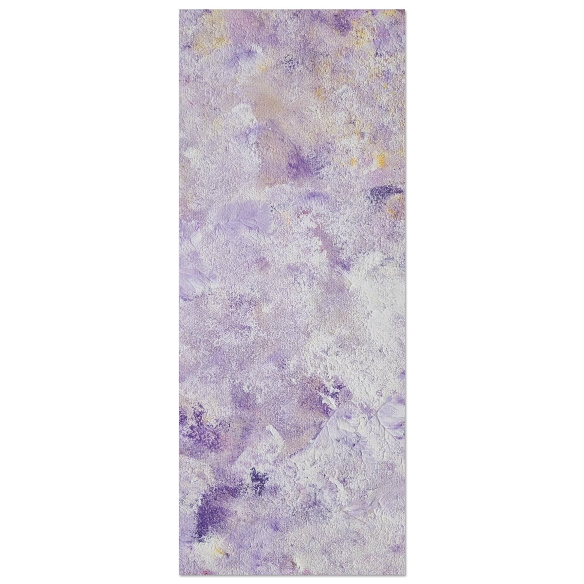 Purple, Feel good one of one-of-a-kind colorful art poster based on original abstract art created by up-and-coming artist Scandinavian Jeanette Haga as decor for modern home on a white wall