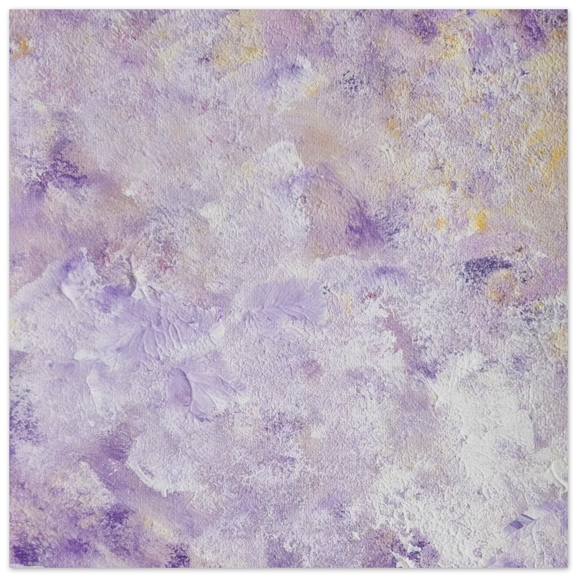 Purple, Feel good one of one-of-a-kind colorful art poster based on original abstract art created by up-and-coming artist Scandinavian Jeanette Haga as decor for modern home on a white wall