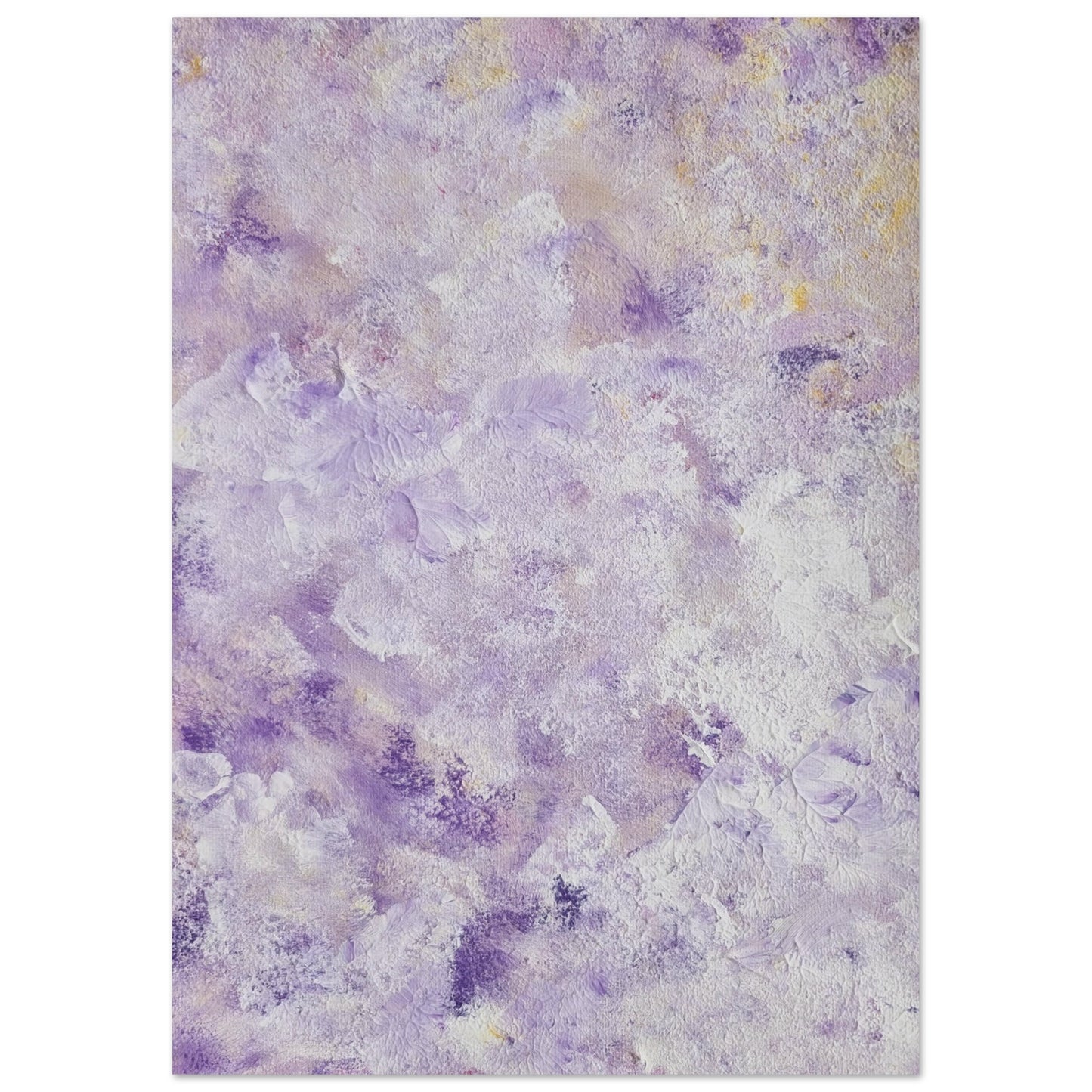 Purple, Feel good one of one-of-a-kind colorful art poster based on original abstract art created by up-and-coming artist Scandinavian Jeanette Haga as decor for modern home on a white wall