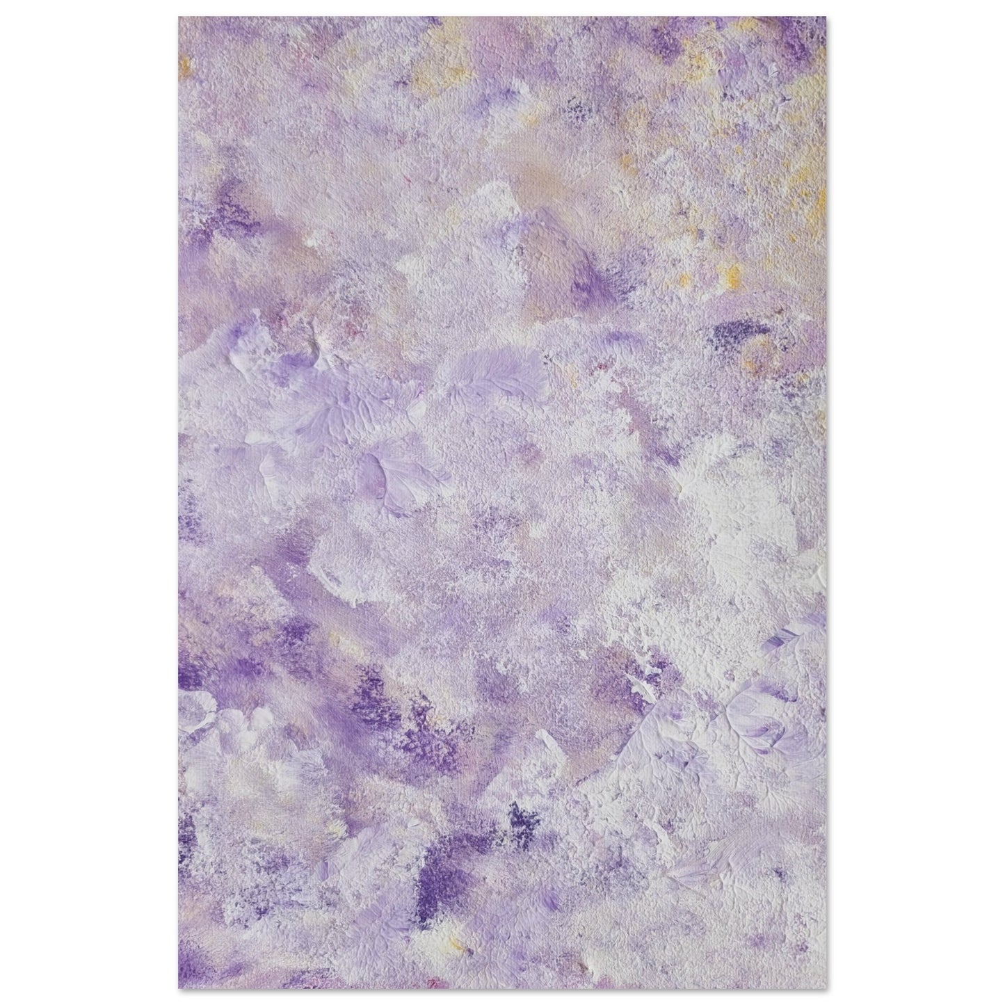 Purple, Feel good one of one-of-a-kind colorful art poster based on original abstract art created by up-and-coming artist Scandinavian Jeanette Haga as decor for modern home on a white wall