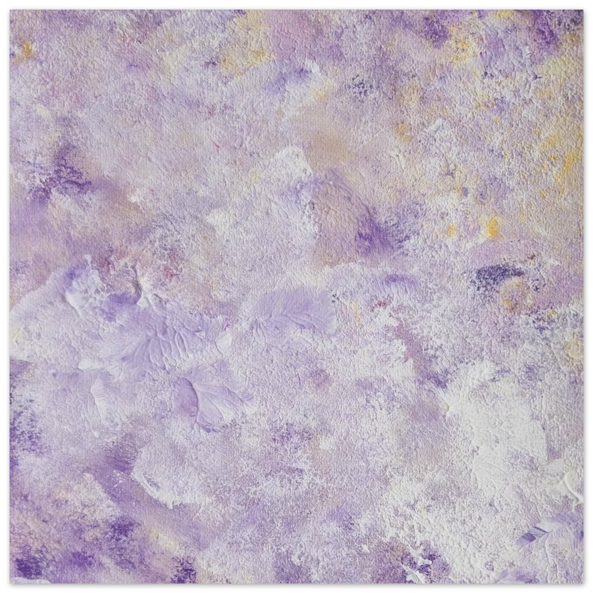 Purple, Feel good one of one-of-a-kind colorful art poster based on original abstract art created by up-and-coming artist Scandinavian Jeanette Haga as decor for modern home on a white wall