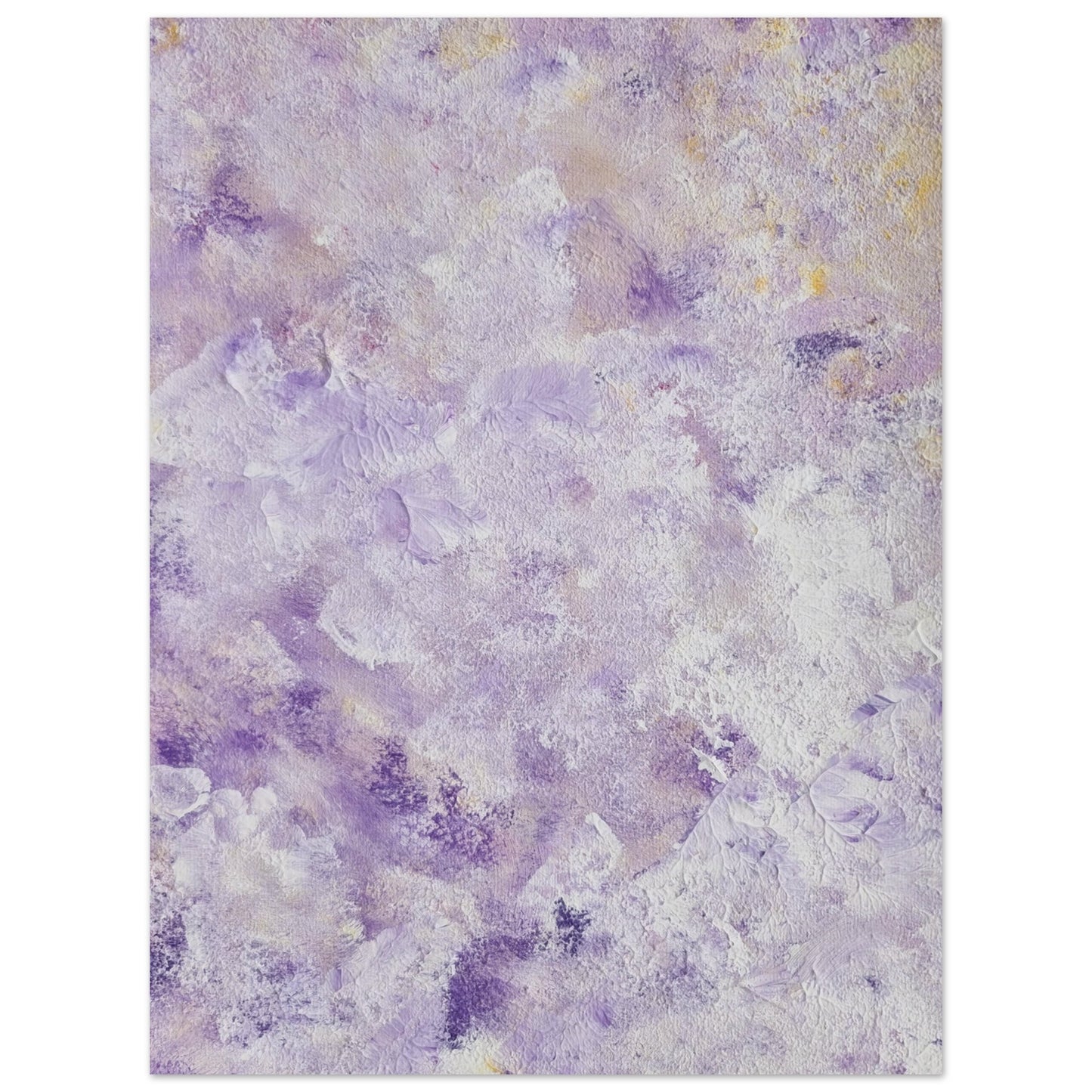 Purple, Feel good one of one-of-a-kind colorful art poster based on original abstract art created by up-and-coming artist Scandinavian Jeanette Haga as decor for modern home on a white wall