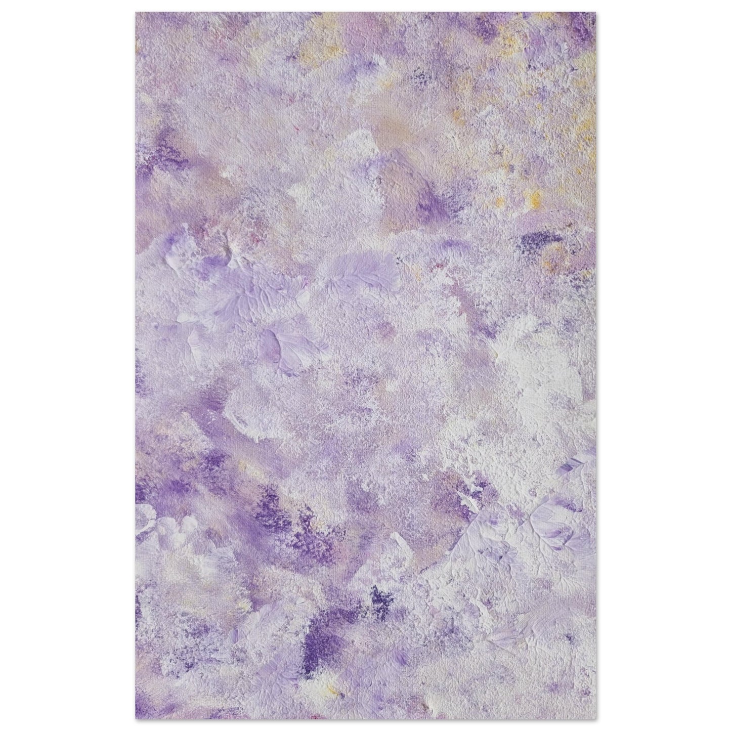 Purple, Feel good one of one-of-a-kind colorful art poster based on original abstract art created by up-and-coming artist Scandinavian Jeanette Haga as decor for modern home on a white wall