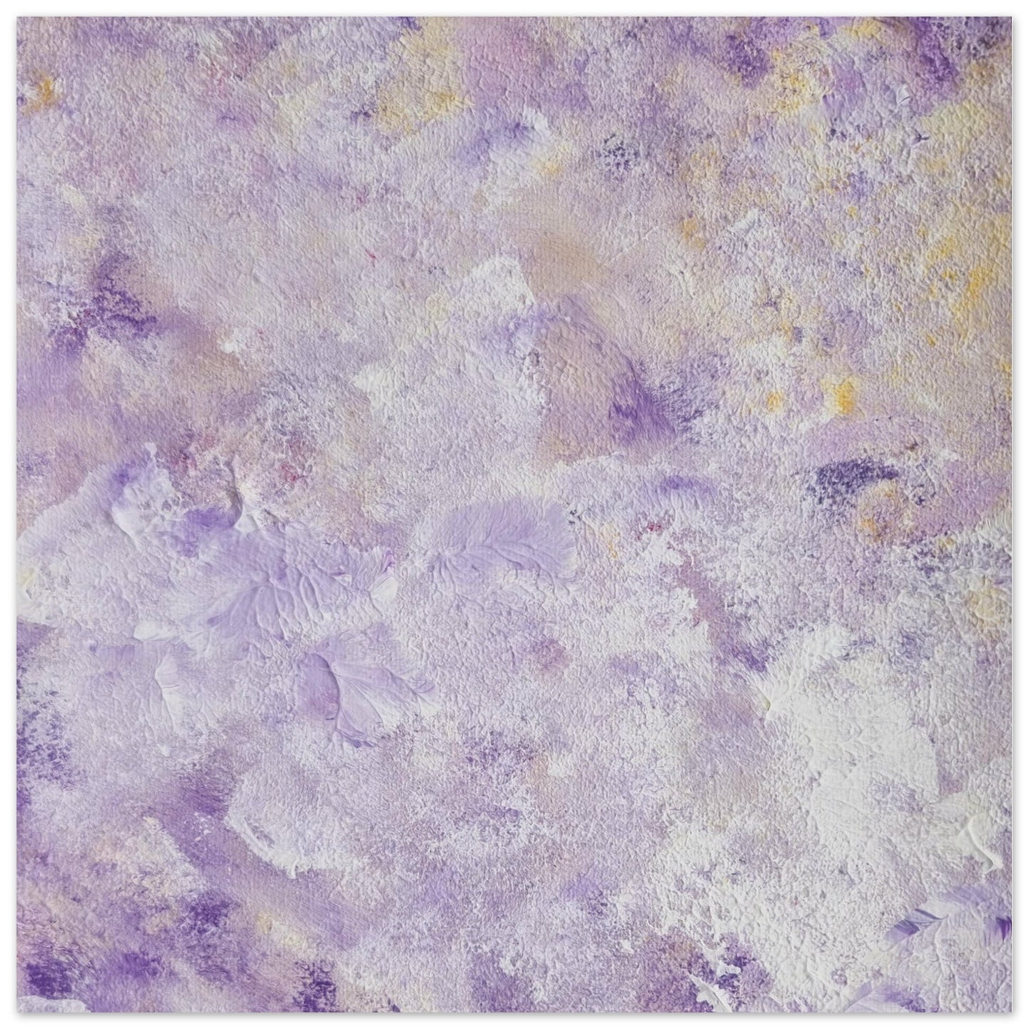 Purple, Feel good one of one-of-a-kind colorful art poster based on original abstract art created by up-and-coming artist Scandinavian Jeanette Haga as decor for modern home on a white wall