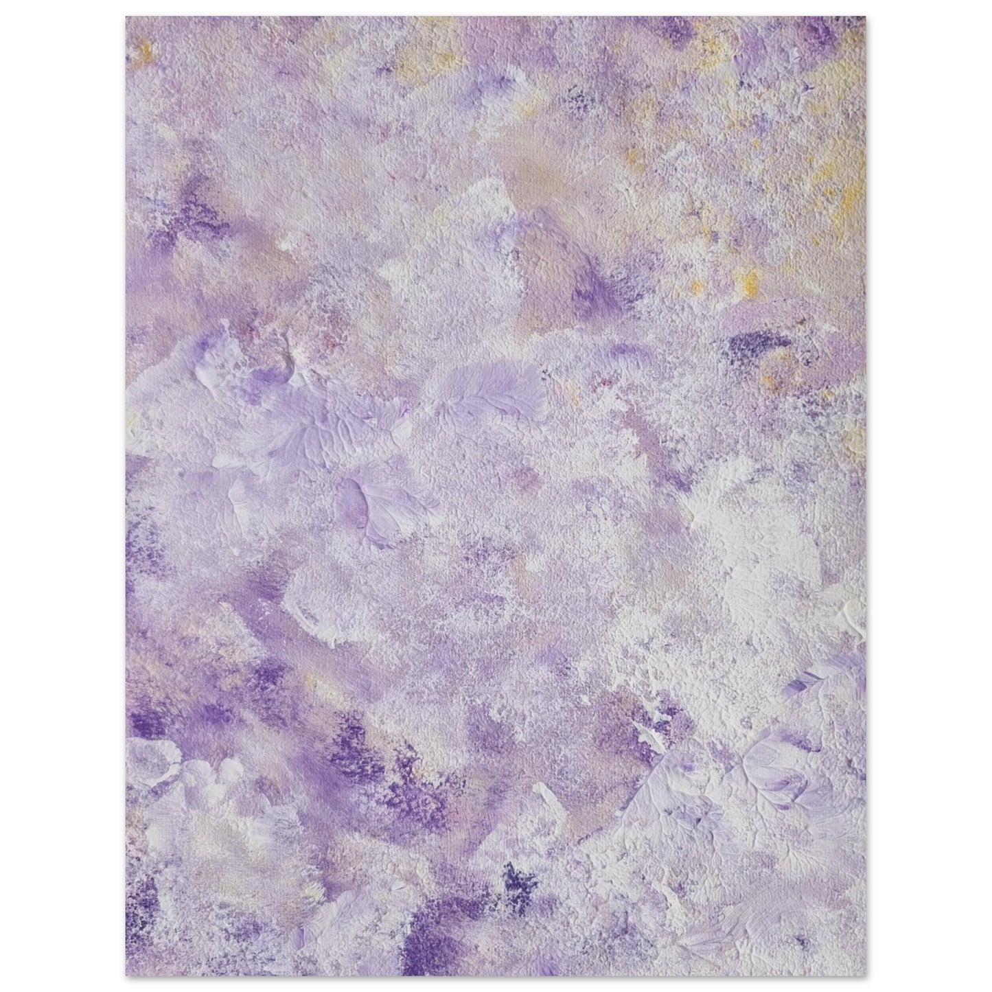 Purple, Feel good one of one-of-a-kind colorful art poster based on original abstract art created by up-and-coming artist Scandinavian Jeanette Haga as decor for modern home on a white wall