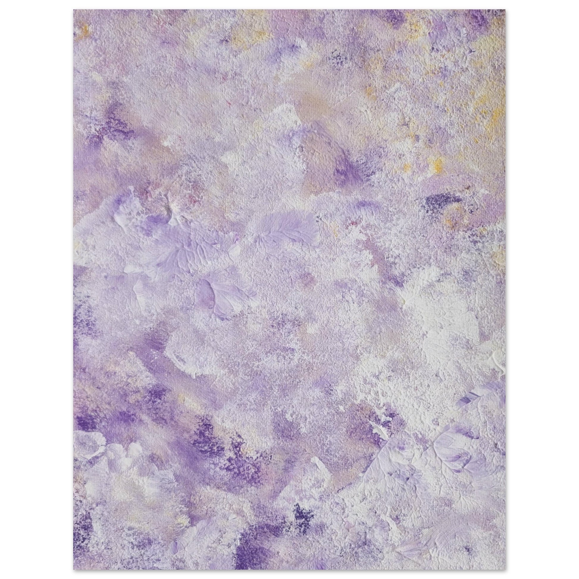 Purple, Feel good one of one-of-a-kind colorful art poster based on original abstract art created by up-and-coming artist Scandinavian Jeanette Haga as decor for modern home on a white wall