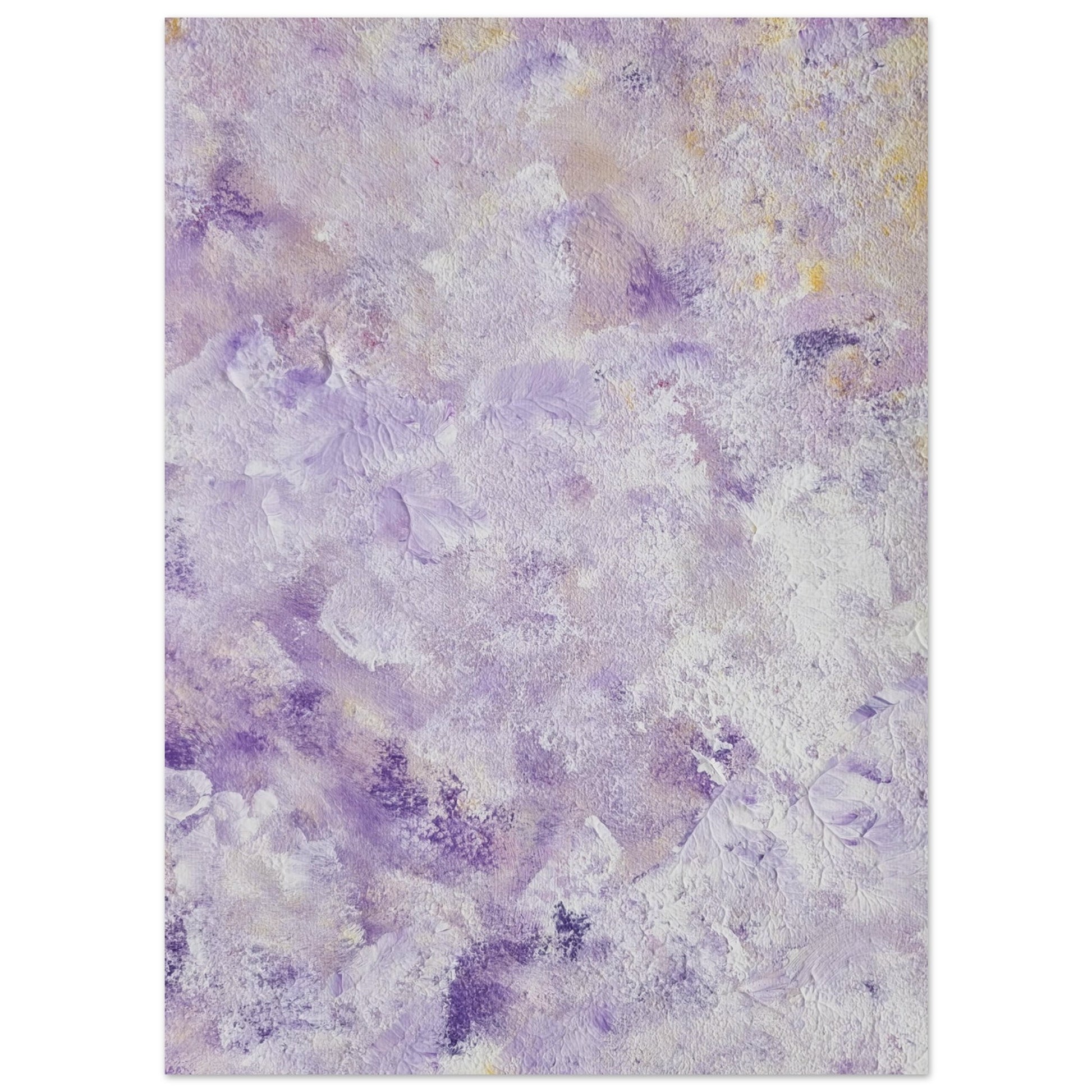 Purple, Feel good one of one-of-a-kind colorful art poster based on original abstract art created by up-and-coming artist Scandinavian Jeanette Haga as decor for modern home on a white wall