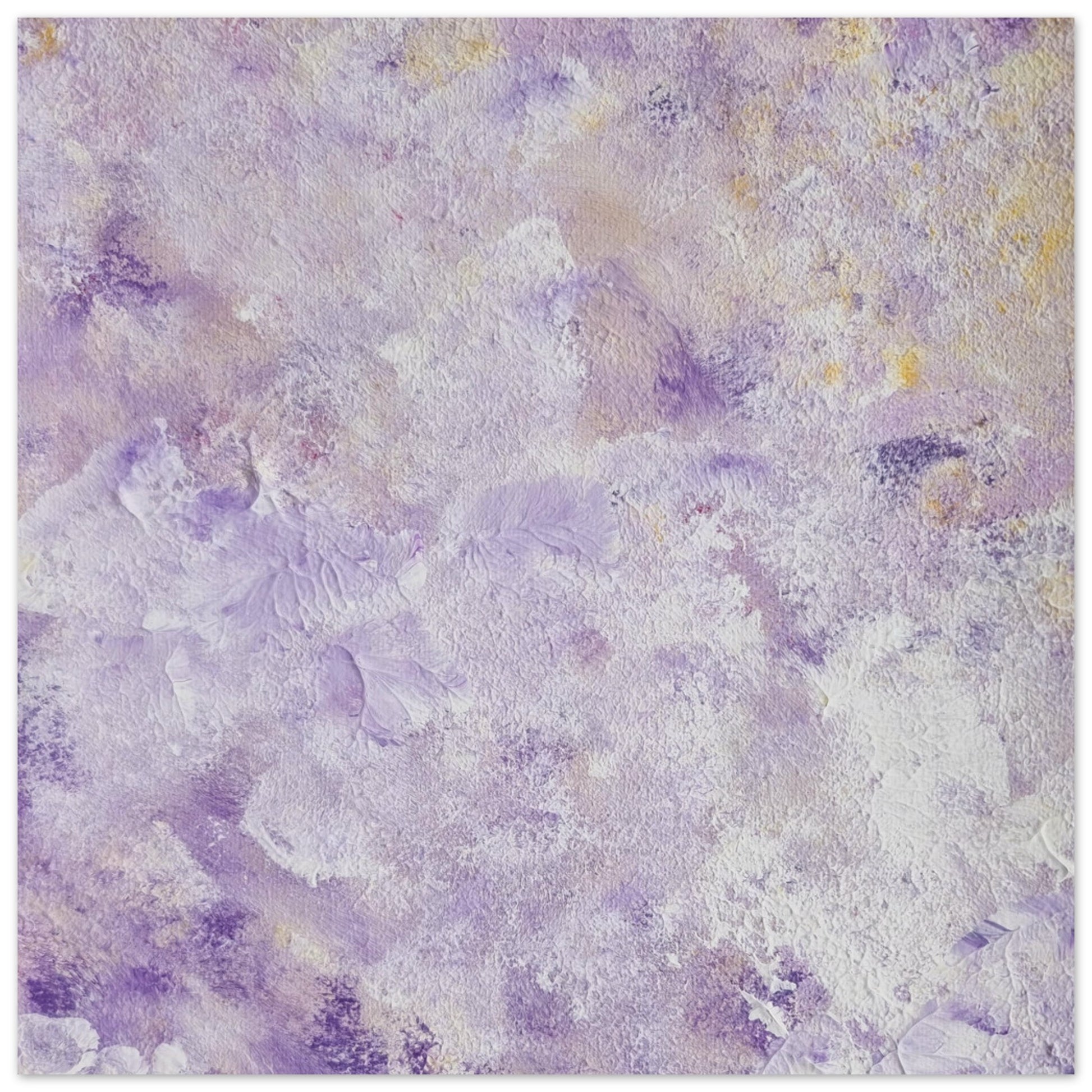 Purple, Feel good one of one-of-a-kind colorful art poster based on original abstract art created by up-and-coming artist Scandinavian Jeanette Haga as decor for modern home on a white wall