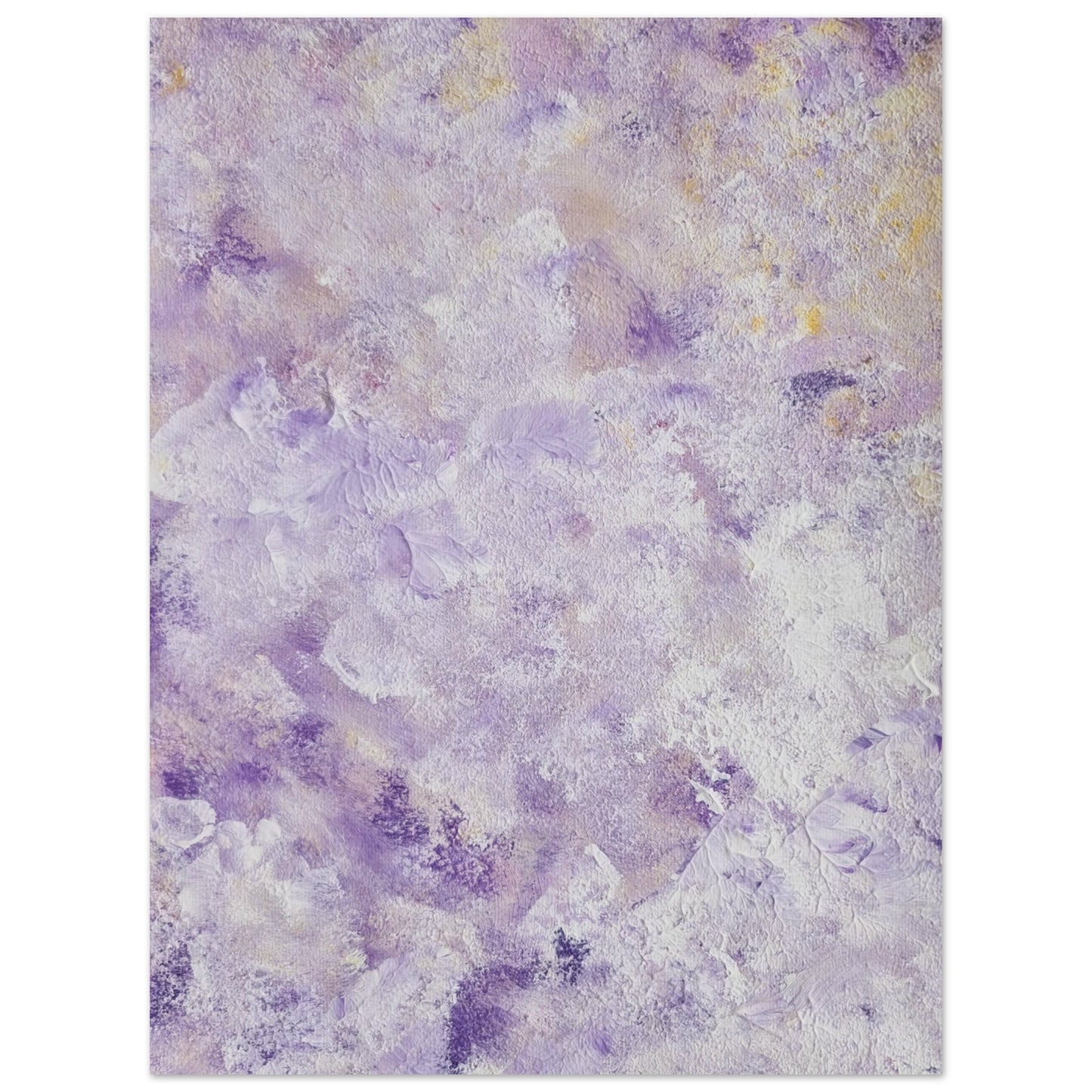 Purple, Feel good one of one-of-a-kind colorful art poster based on original abstract art created by up-and-coming artist Scandinavian Jeanette Haga as decor for modern home on a white wall