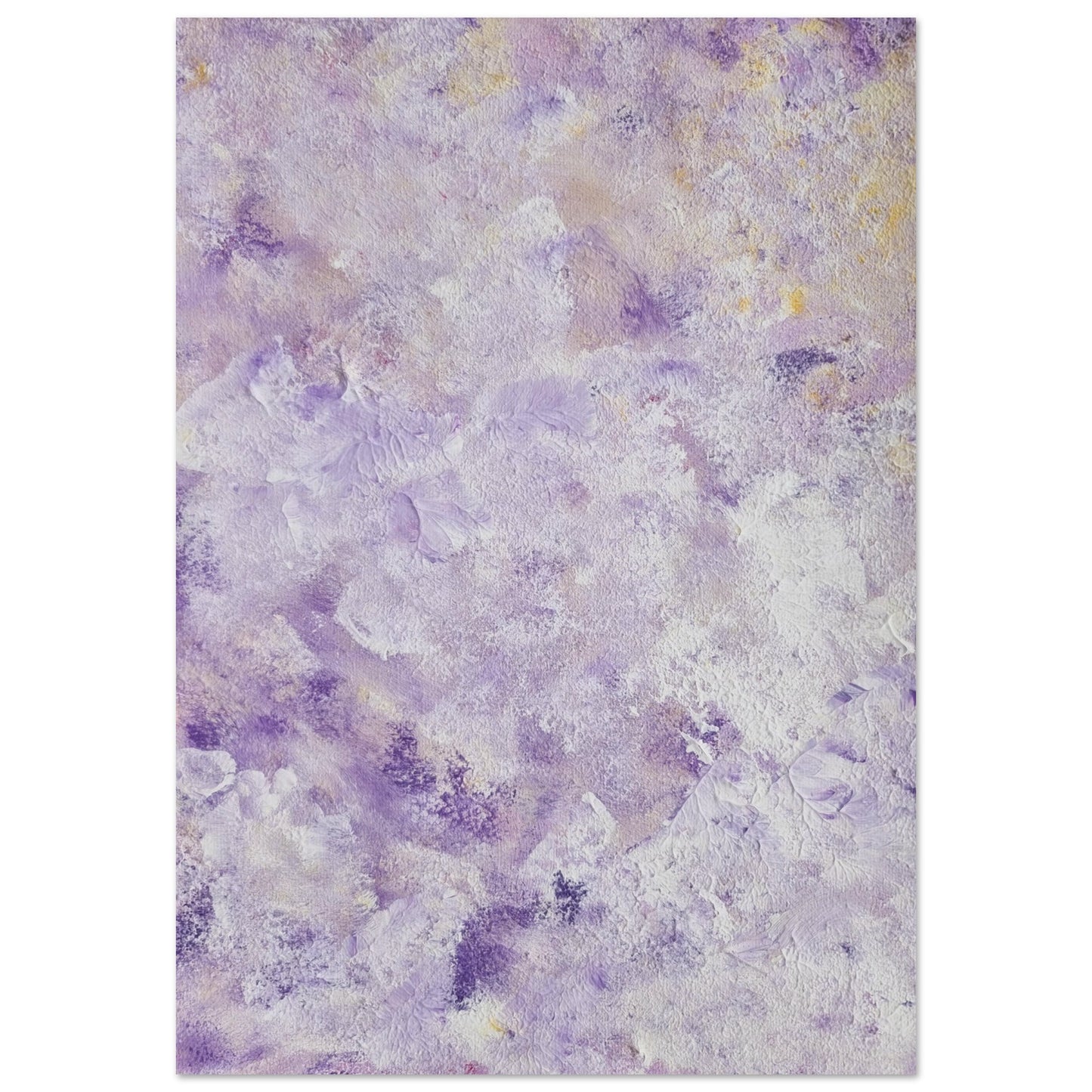 Purple, Feel good one of one-of-a-kind colorful art poster based on original abstract art created by up-and-coming artist Scandinavian Jeanette Haga as decor for modern home on a white wall