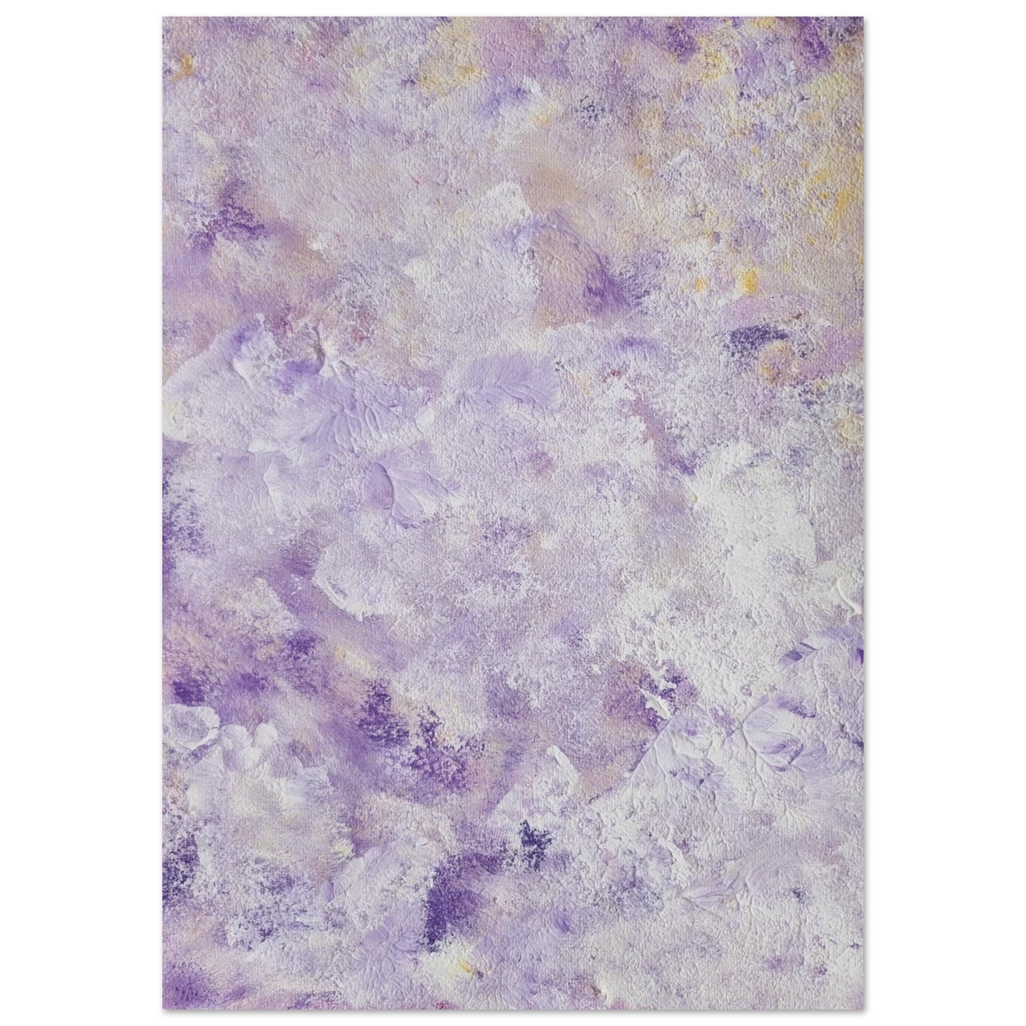 Purple, Feel good one of one-of-a-kind colorful art poster based on original abstract art created by up-and-coming artist Scandinavian Jeanette Haga as decor for modern home on a white wall