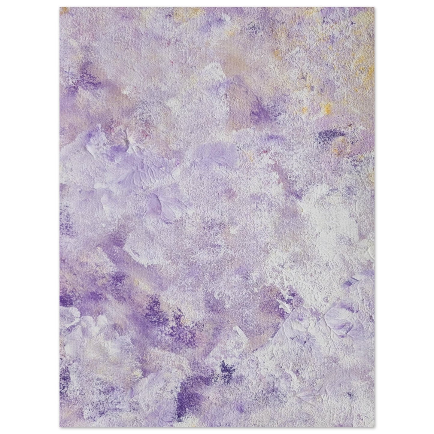 Purple, Feel good one of one-of-a-kind colorful art poster based on original abstract art created by up-and-coming artist Scandinavian Jeanette Haga as decor for modern home on a white wall