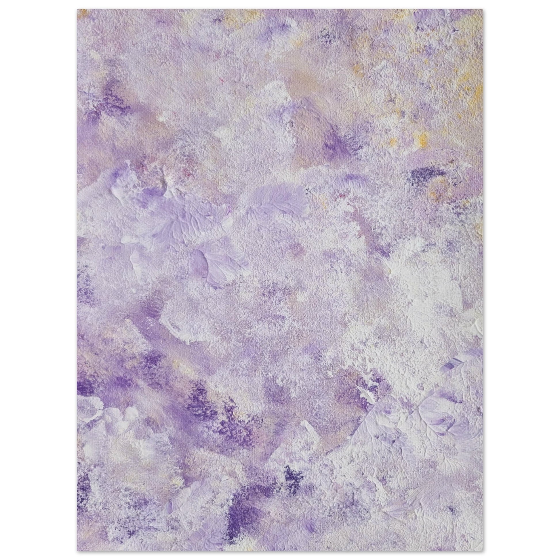 Purple, Feel good one of one-of-a-kind colorful art poster based on original abstract art created by up-and-coming artist Scandinavian Jeanette Haga as decor for modern home on a white wall