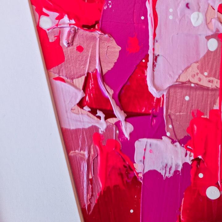 Bright pink Feel good one of one-of-a-kind colorful original abstract art created by up-and-coming artist Jeanette Haga as decor for modern homes