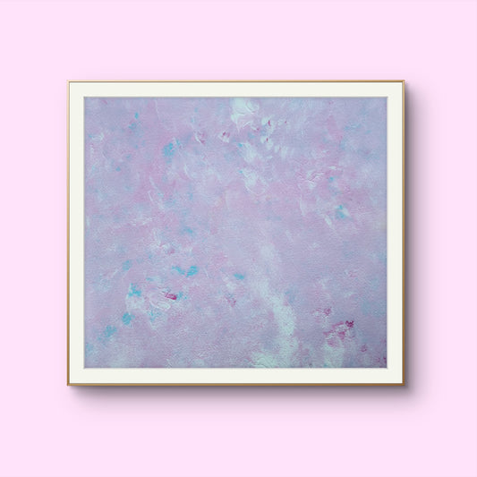 Pastel pink, feel-good one of a kind colorful original abstract art created by up-and-coming Scandinavian artist Jeanette Haga as decor for modern homes