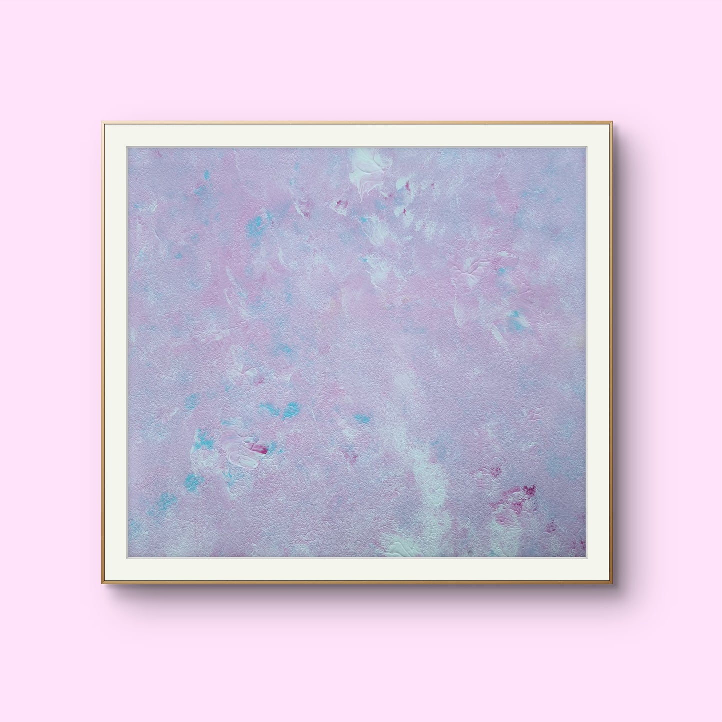 Pastel pink, feel-good one of a kind colorful original abstract art created by up-and-coming Scandinavian artist Jeanette Haga as decor for modern homes
