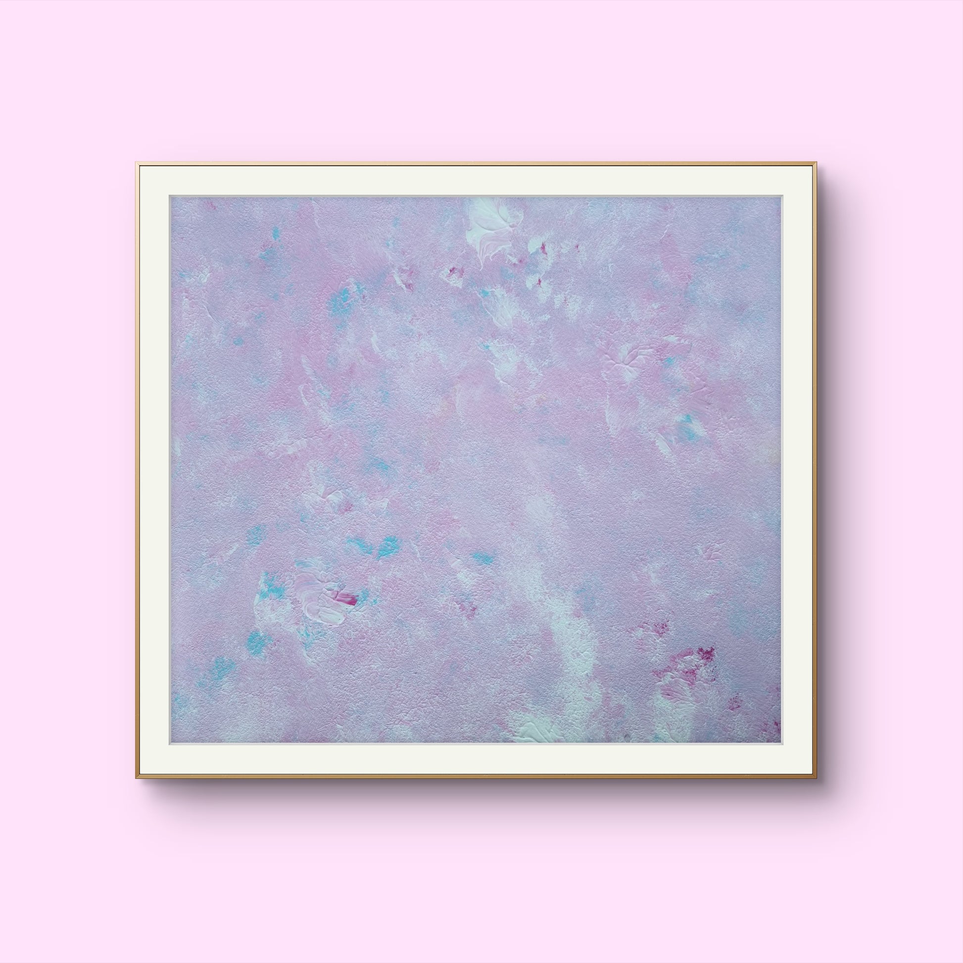 Pastel pink, feel-good one of a kind colorful original abstract art created by up-and-coming Scandinavian artist Jeanette Haga as decor for modern homes