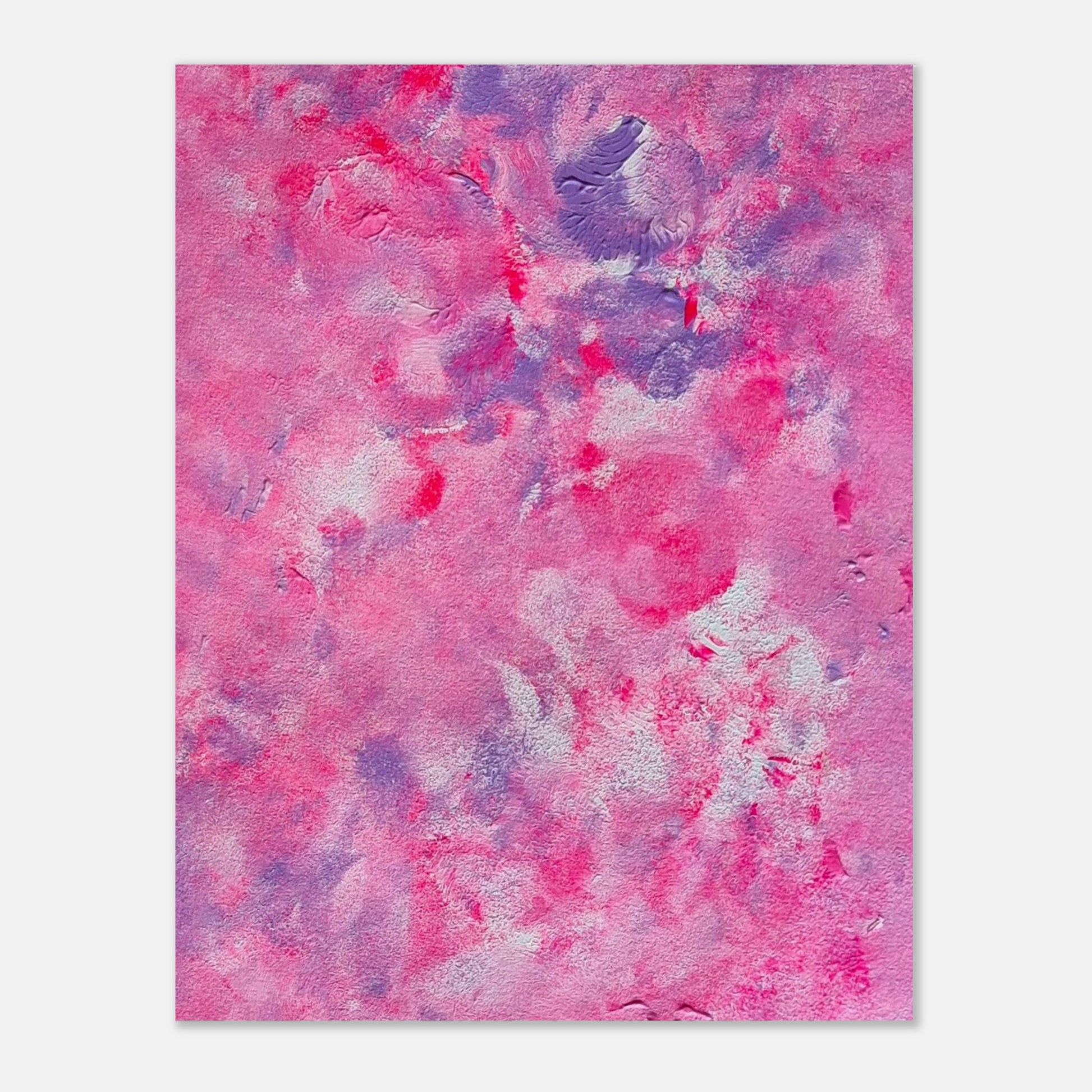 pink and purple, Feel good one-of-a-kind colorful abstract art poster created from an original painting by up-and-coming scandinavian artist Jeanette Haga as decor in a modern home
