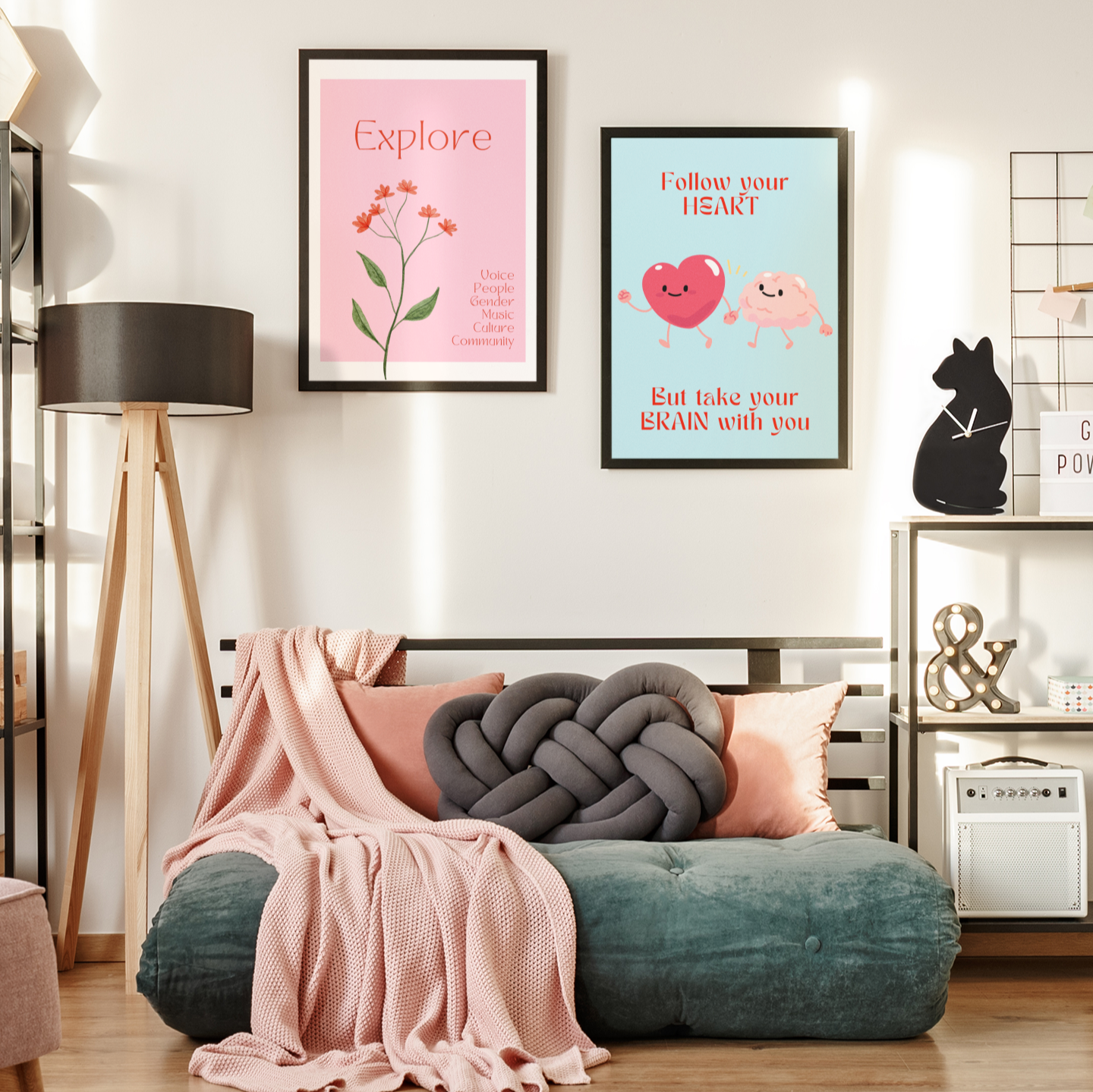 Feel good pastel pink digital art created by up and coming scandinavian artist Jeanette Haga as decor for modern homes