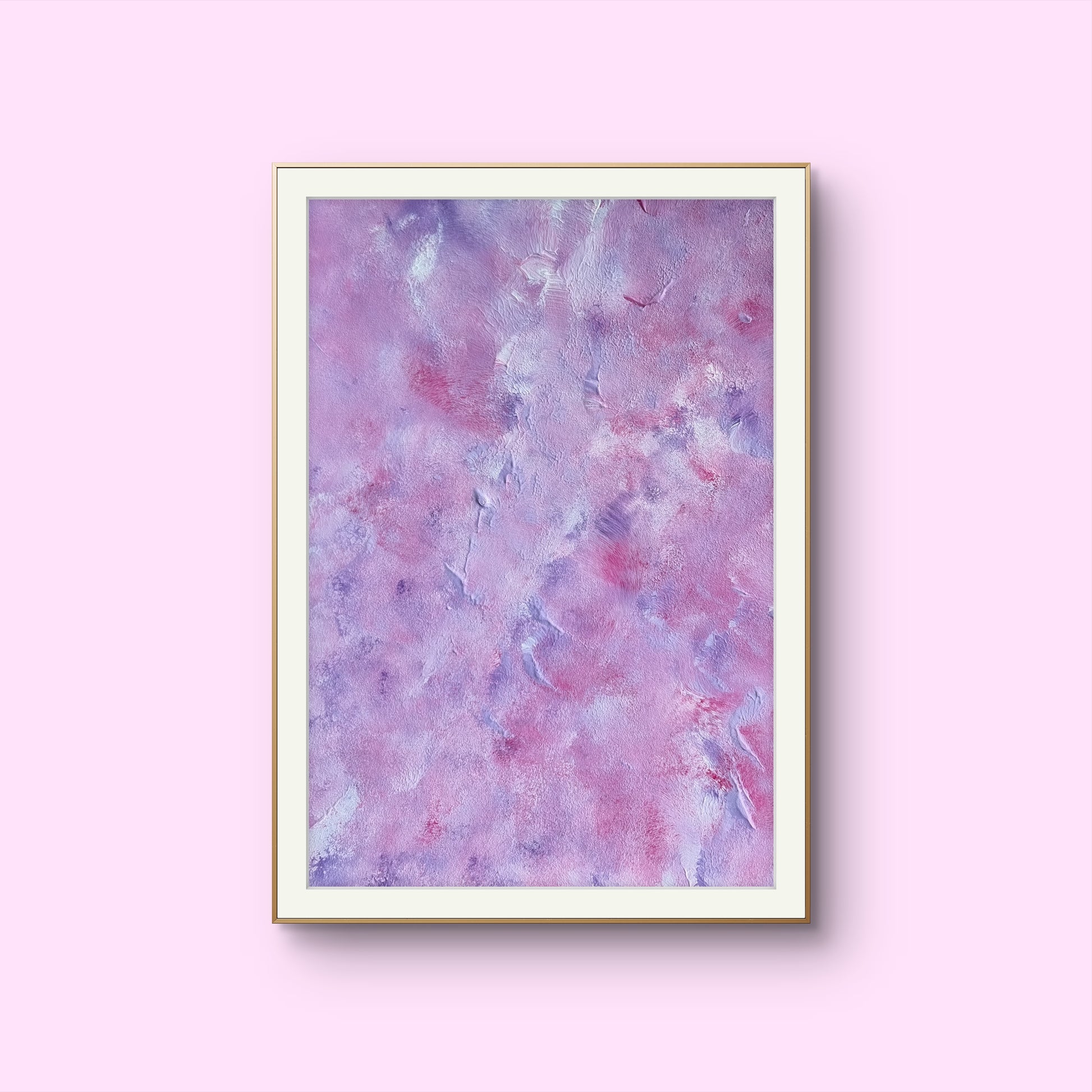 purple, Feel good one of one-of-a-kind colorful original abstract art created by up-and-coming scandinavian artist Jeanette Haga as decor in a modern home