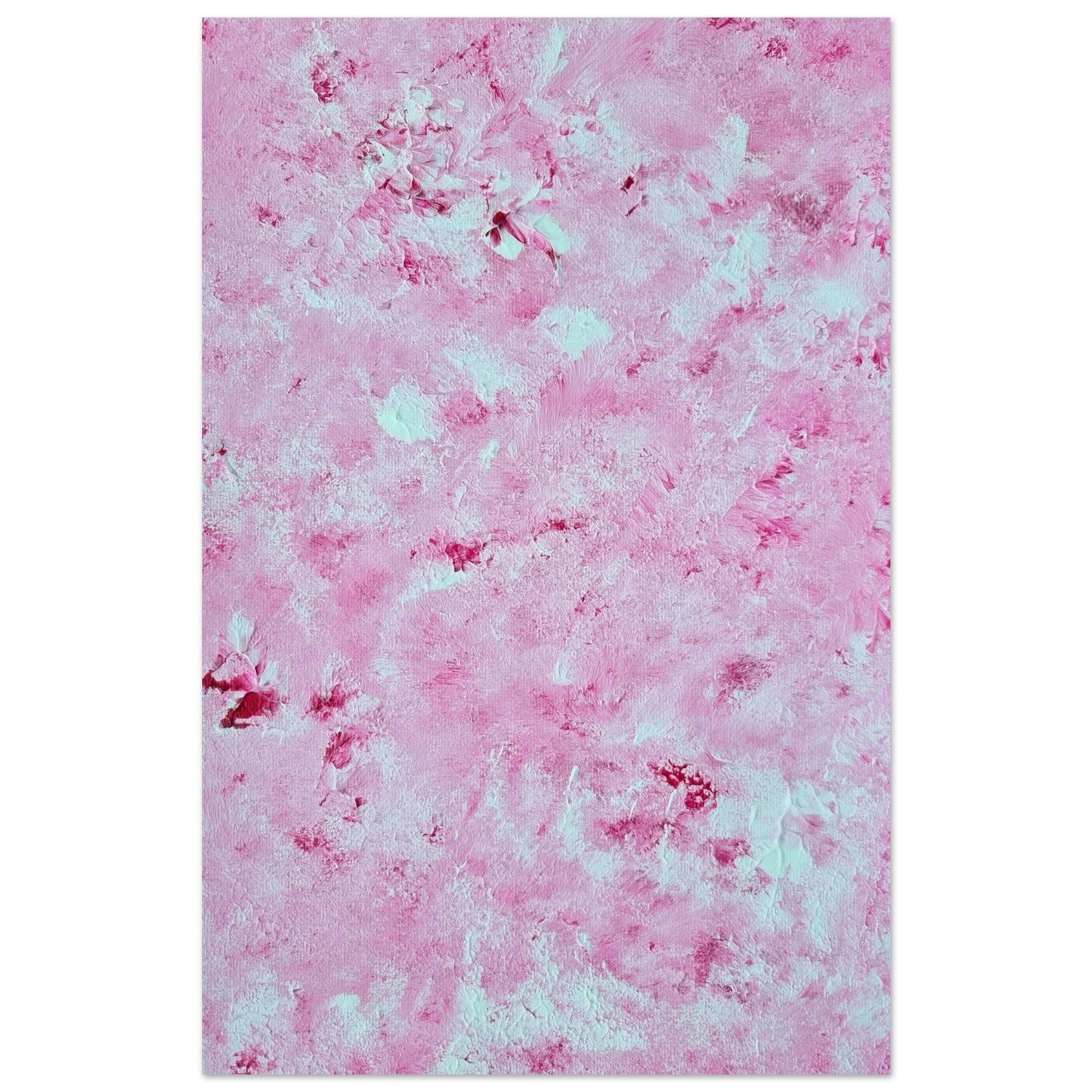 Red and white, Feel good one of one-of-a-kind colorful abstract art poster created from an original painting by up-and-coming scandinavian artist Jeanette Haga as decor in a modern home

