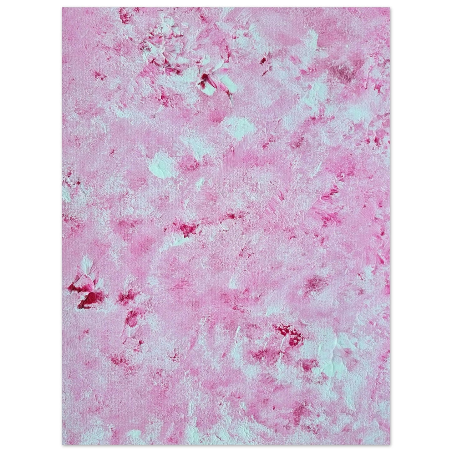 Red and white, Feel good one of one-of-a-kind colorful abstract art poster created from an original painting by up-and-coming scandinavian artist Jeanette Haga as decor in a modern home
