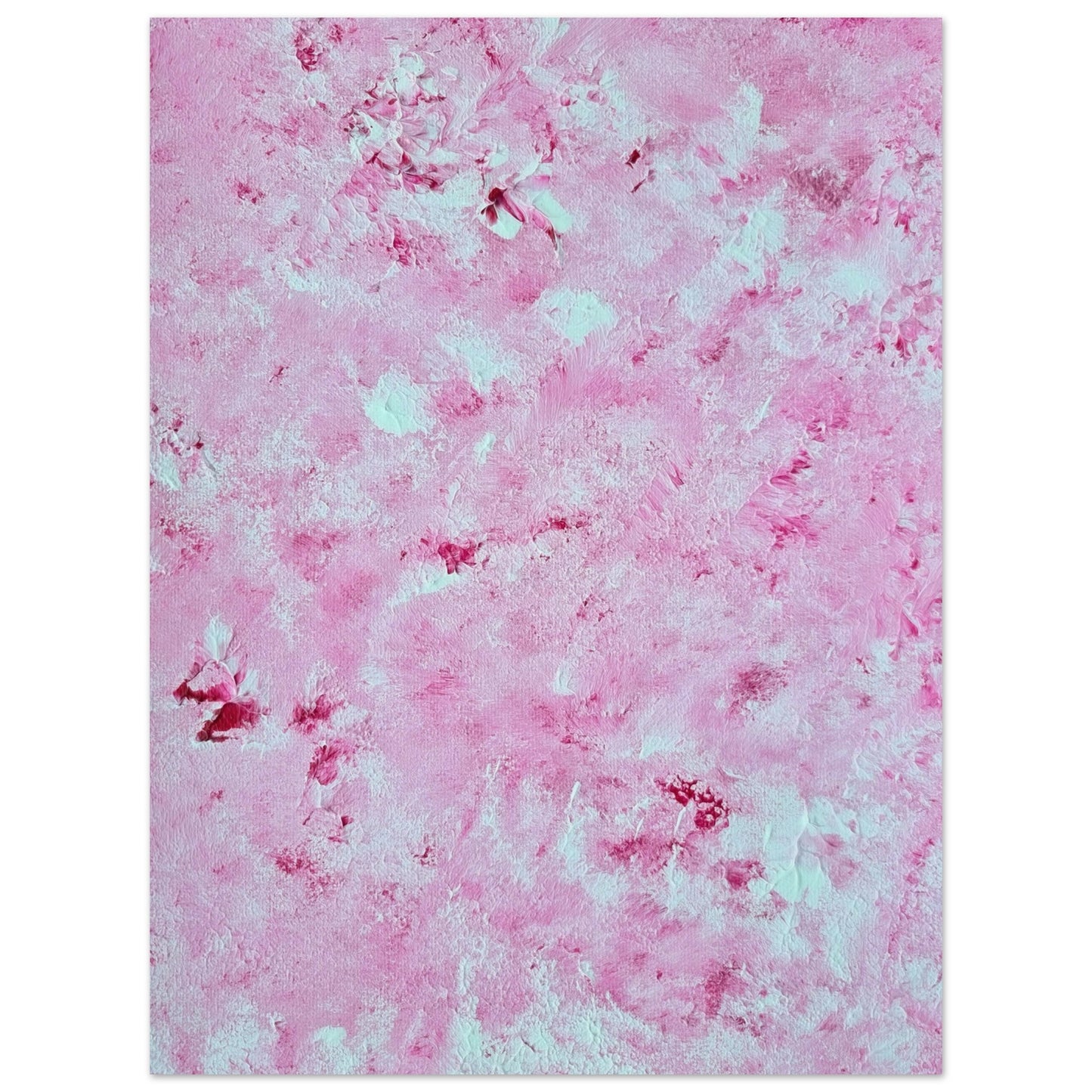 Red and white, Feel good one of one-of-a-kind colorful abstract art poster created from an original painting by up-and-coming scandinavian artist Jeanette Haga as decor in a modern home
