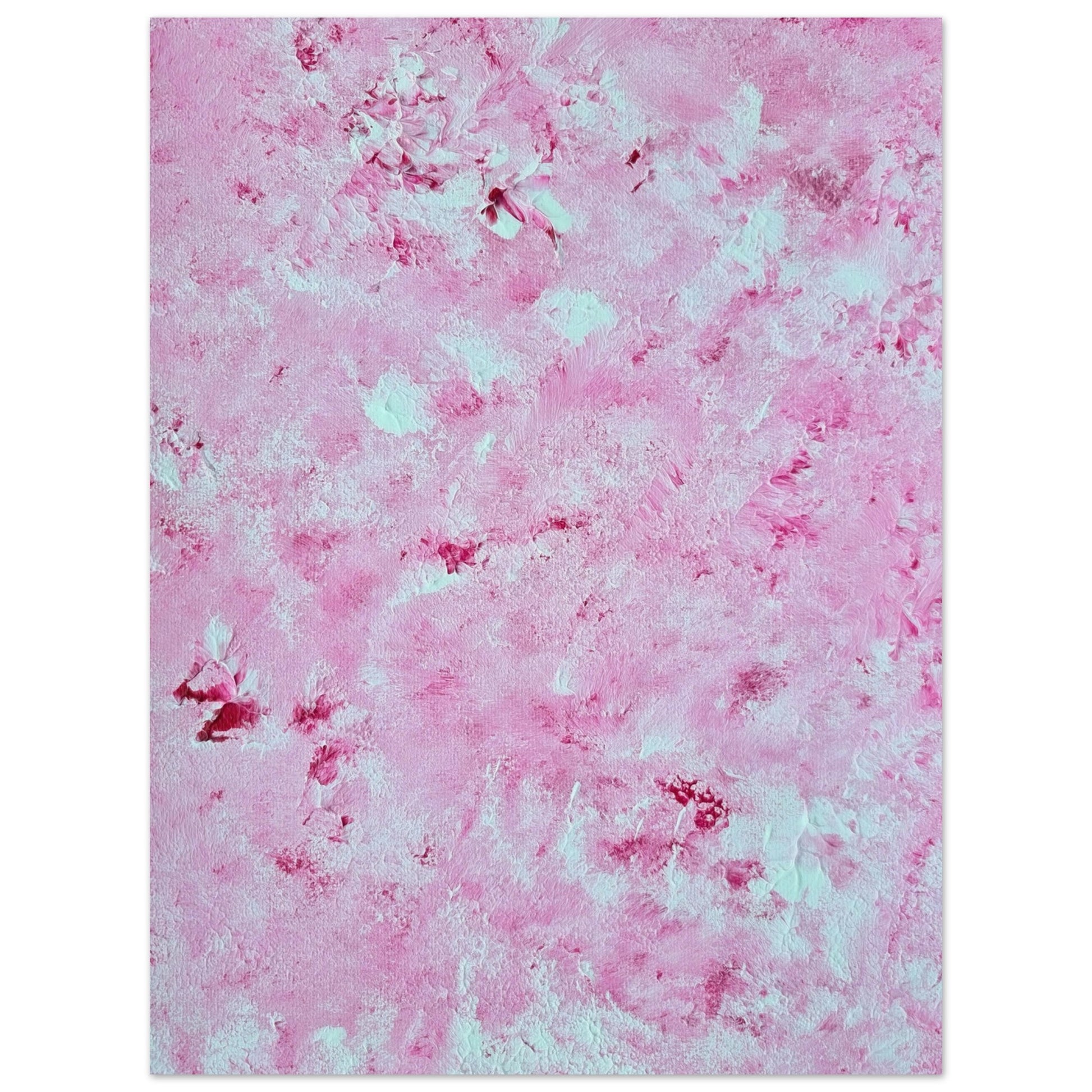 Red and white, Feel good one of one-of-a-kind colorful abstract art poster created from an original painting by up-and-coming scandinavian artist Jeanette Haga as decor in a modern home
